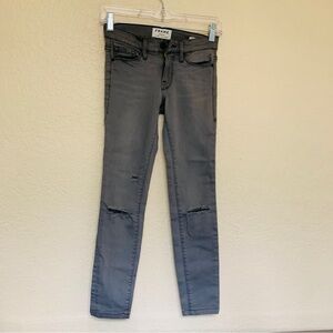 FRAME Denim Jeans Le Skinny Jeanne Satine In Warren LSS769 SZ 24 Gray Distressed